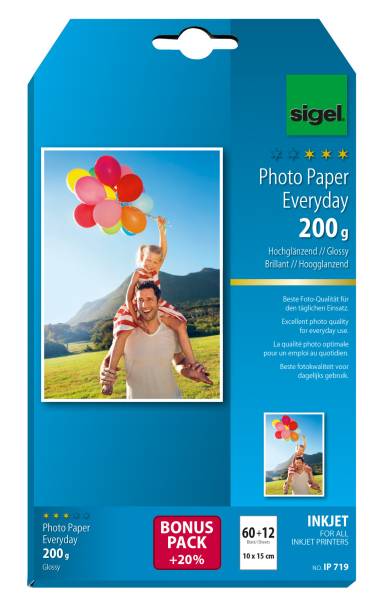 InkJet Photo Everyday 10x15cm 200g glossy 72 Blatt SIGEL IP719