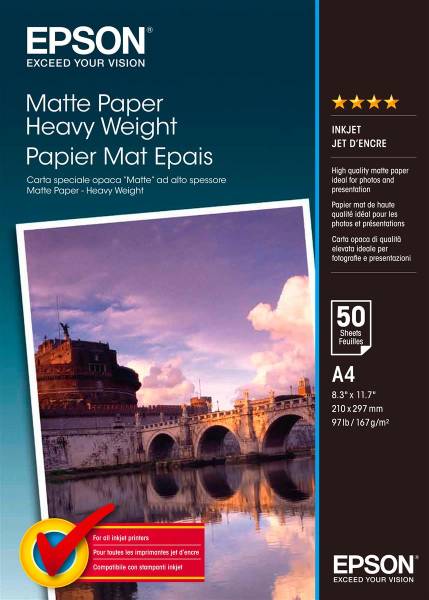 Matt Paper heavy weightA4 InkJet 167g 50 Blatt EPSON S041256