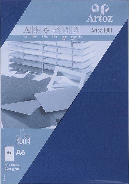 ARTOZ Karten 1001 A6 107322264 220g, classic blau 5 Blatt